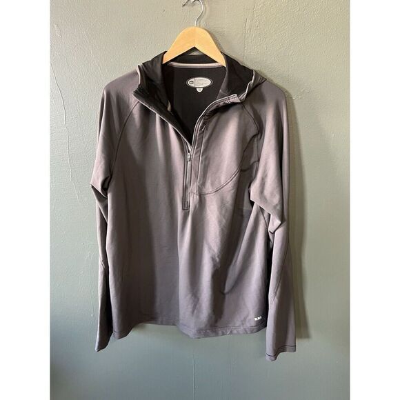 REI Mens Gray 1/2 Zip Pull Over Hooded Sweatshirt Lightweight Size Large - Picture 1 of 3